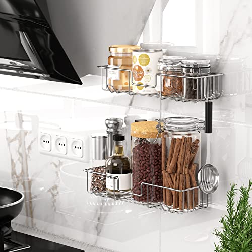 AmazerBath Adhesive Shower Caddy Basket Rack with Hooks, Shower - Image 5