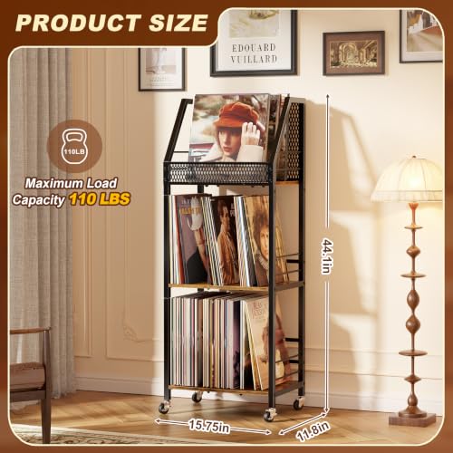 Emfogo Vinyl Record Storage Holder for 300 Albums, 3-Tier - Image 3