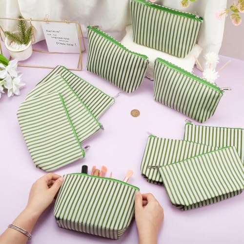 NBEADS 15 Pcs Striped Makeup Bags, Bulk Canvas Cosmetic Bag Beach - Image 4