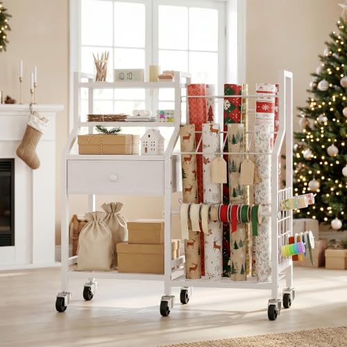 HOOBRO Wrapping Paper Storage Cart, Rolling Gift Wrap - Image 5