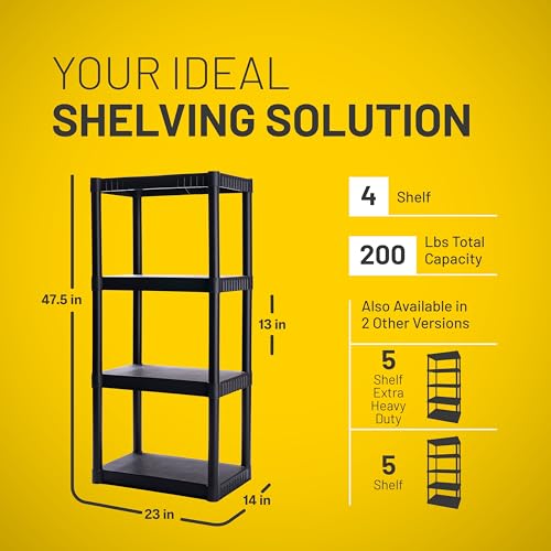 Plano 4-Shelf Plastic Storage Shelves, 48” x 23” x 14” - Image 3