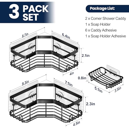 MAXIFFE 3 Pack Corner Shower Caddy with Soap Holder, | All Products - Image 8