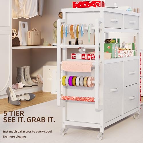 LIVEHOM Wrapping Paper Storage, Rolling Gift Wrap Station - Image 6