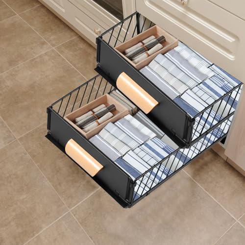 US Pull Out Cabinet Organizer Foldable Metal Slide Out Drawer - Image 3
