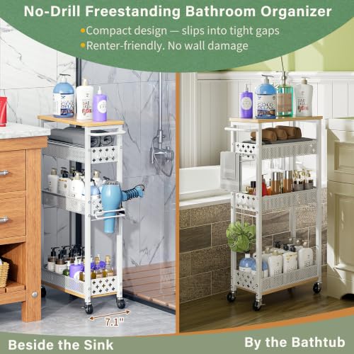 OKZEST Slim Bathroom Organizers and Storage Cart with Toilet - Image 6