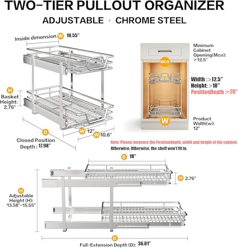 2-Tier Kitchen Cabinet,Pull Out Cabinet Organizer - Image 4