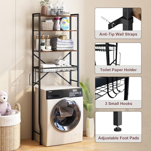 Over The Toilet Storage Rack, 4-Tier Bathroom Organizers - Image 5