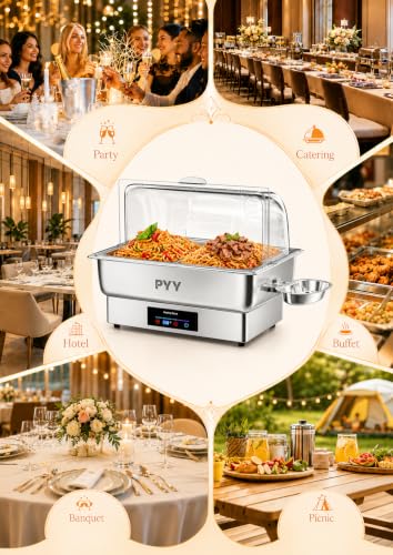 PYY Electric Chafing Dish Buffet Set – Roll Top, Stainless Steel - Image 8