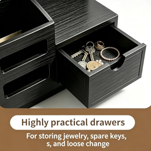 Key Holder Wall Mount Black Key Holder with Drawer& Mail Slot - Image 4