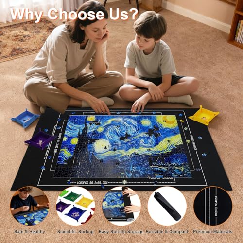 Puzzle Mat Roll Up with 8 Sorting Trays & Air Pump 46x26 - Image 4