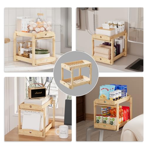 2 Pack Bamboo Under Sink Organizer, 2-Tier Pull-Out | All Products - Image 7