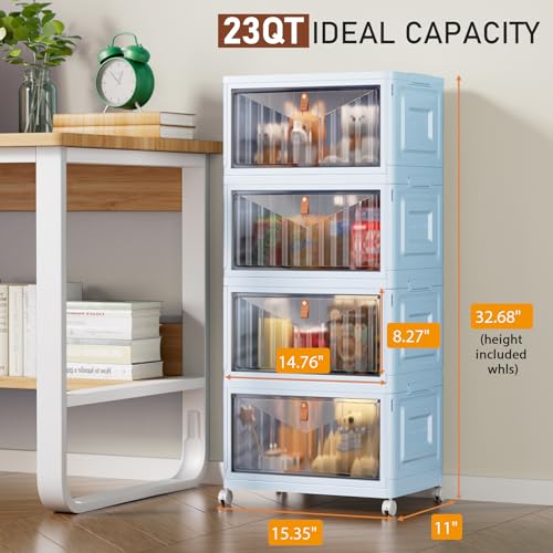 Wise Oannes Closet Organizers and storage with Wheels, 23QT Blue - Image 3