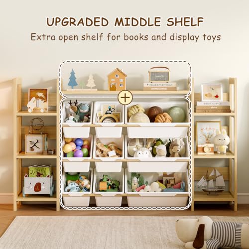 Large Toy Storage Organizer, Top Rack, 6 Side Shelves, 9 Bins - Image 6