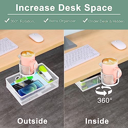 ROSYLINE Rotary Under Desk Storage Organizer with Cup - Image 4