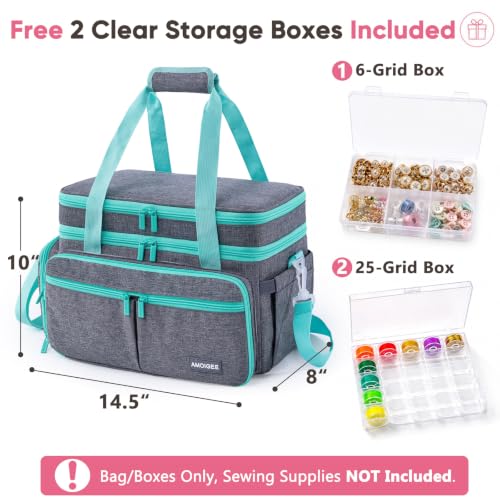 AMOIGEE Double Layer Sewing Organizer Bag with 2 Clear Storage - Image 7