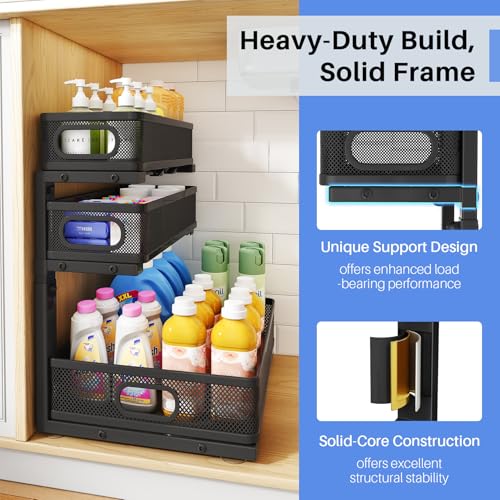 Under Sink Organizer, 3-Tier Thickened Metal Pull out Cabinet - Image 6