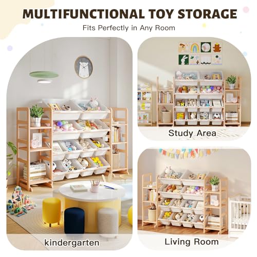 Wooden Toy Storage Organizer with 6 Shelves and 12 Bins, Toy - Image 5