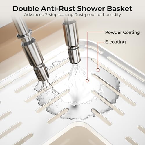 Orimade Rustproof 2 Tier Floor Standing Corner Shower Caddy - Image 5