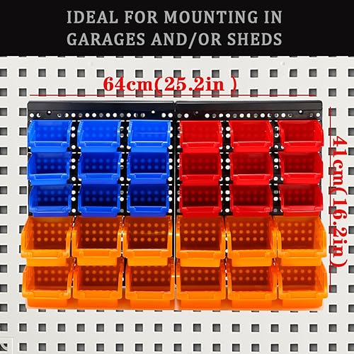 30-Bin Wall Mounted Storage Bins Kit, Tool Organizer Rack - Image 3