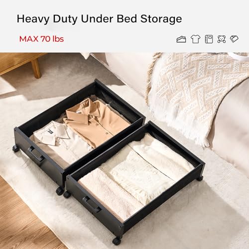 FOUCSSOMEI Under Bed Storage with Wheels, Wooden Under Bed - Image 4