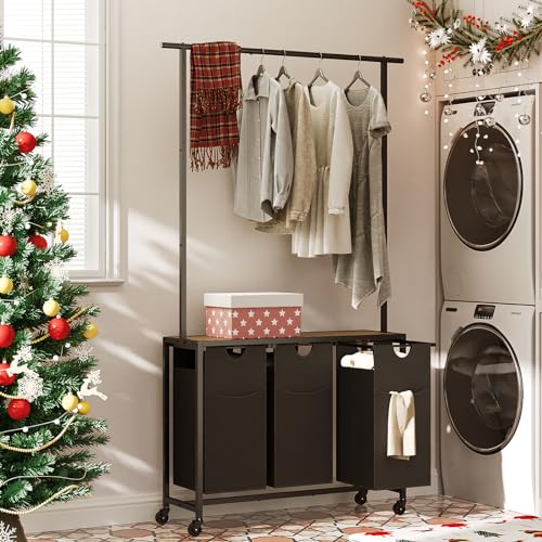 Laundry Sorter 3 Section, Rolling Laundry Hamper | Home Organization - Image 3