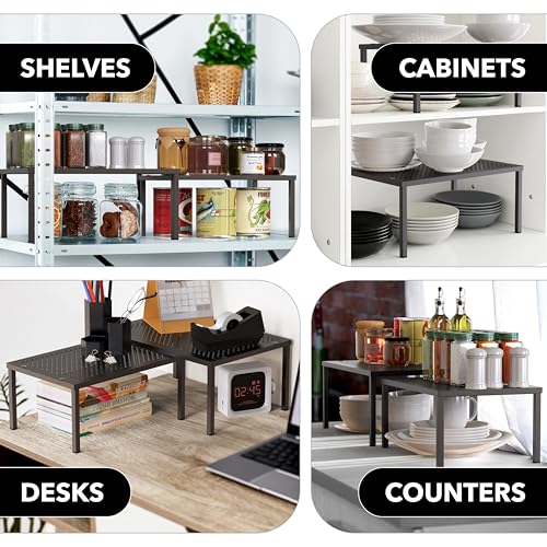 Simple Houseware Cabinet Counter Shelf Organizer w/Steel Surface - Image 8