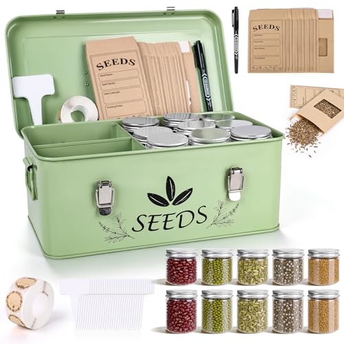 Seed Storage Organizer, Metal Garden Seed Storage Box Kit - Image 2
