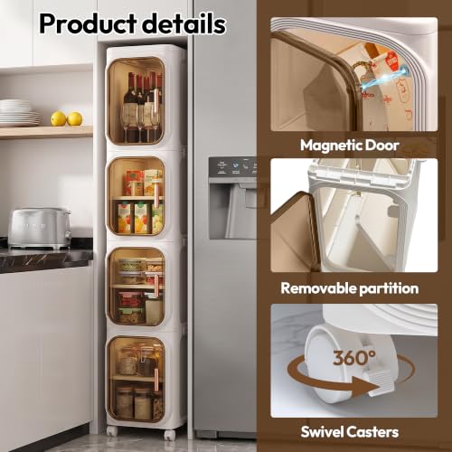 BGYMF Narrow Slim Bathroom Storage Cabinet,Foldable and Movable - Image 5