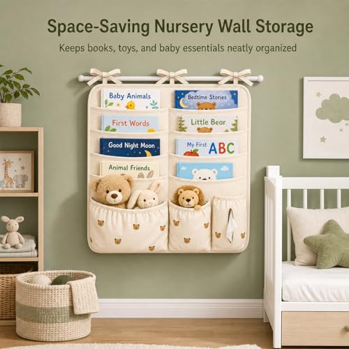Bedside Caddy Nursery Playpen Organizer, Hanging Crib Book & Toy - Image 6