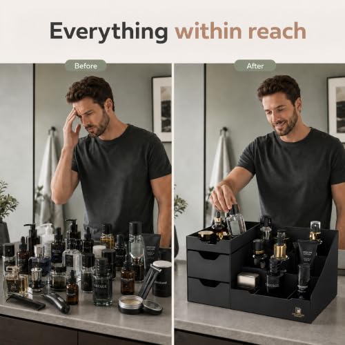 Uncluttered Designs Mens Cologne Organizer for Dresser, Black - Image 3