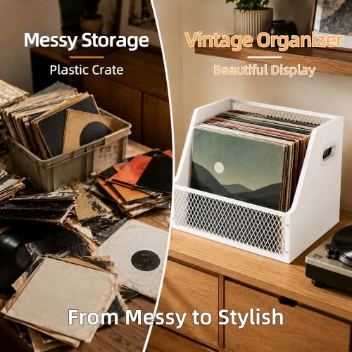 Vinyl Record Storage Crate for 60+ Records, Wooden Record Holder - Image 6