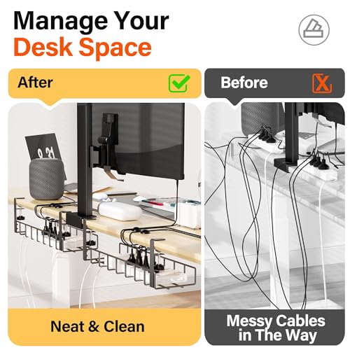 2 Pack Cable Management Under Desk Tray, 31.4" No Drill - Image 4