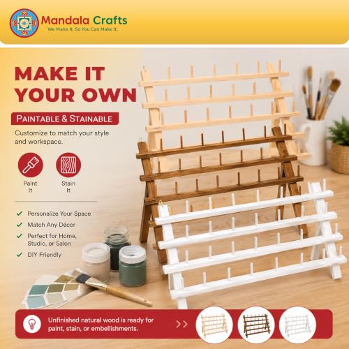 Mandala Crafts 60 Spool Pink Thread Rack Sewing Embroidery - Image 7