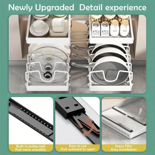 Pull Out Cabinet Organizer for Pots and Pans, 1 Pack Black - Image 6