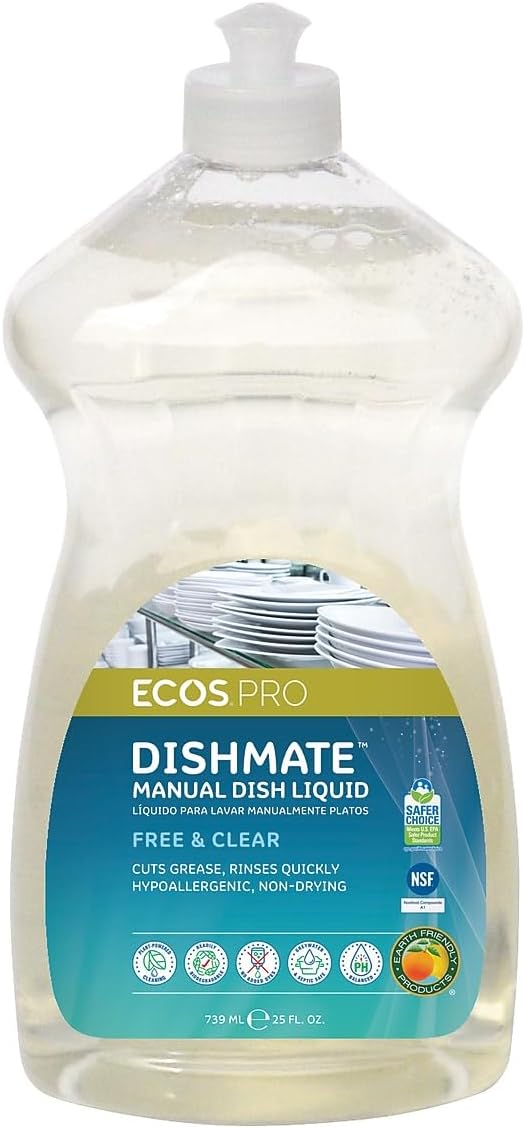 Earth Friendly Products 25 Oz Dishmate Dish Liquid Free and Clear 1 Unit