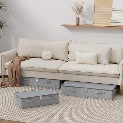 Underbed Fabric Storage Box with Lids,23.6x11.8x5.9in,Grey,2 Pack - Image 3