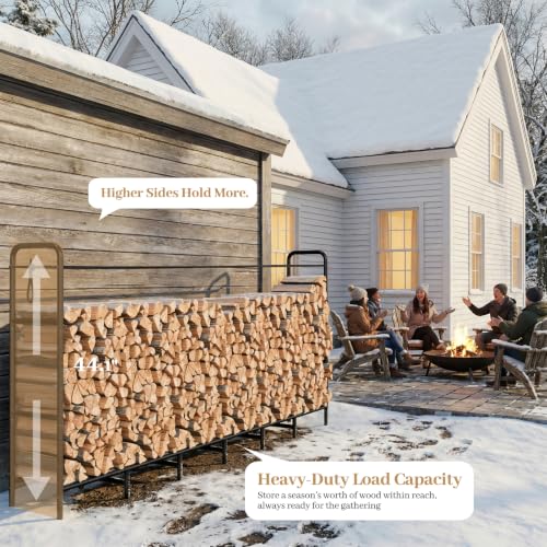 Firewood Rack 8FT Heavy Duty Metal Log Holder Stand for Fireplace - Image 5