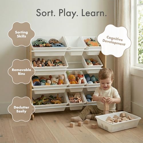Humble Crew Kids Toy Organizer with 12 Bins, 4 Tier Storage - Image 7