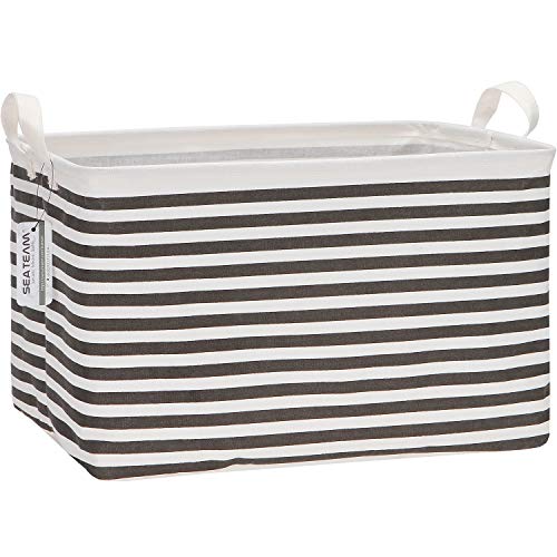 Sea Team Large Rectangle Open-Top Canvas Storage Basket, Black - Image 2