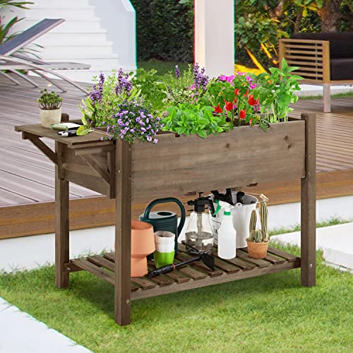 Yaheetech Herb Garden Planter Outdoor Wood Standing Garden - Image 3