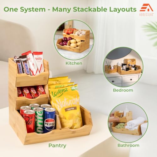 HOMESTEAD Bamboo Pantry Storage Bins – Stackable Potato & Onion - Image 7