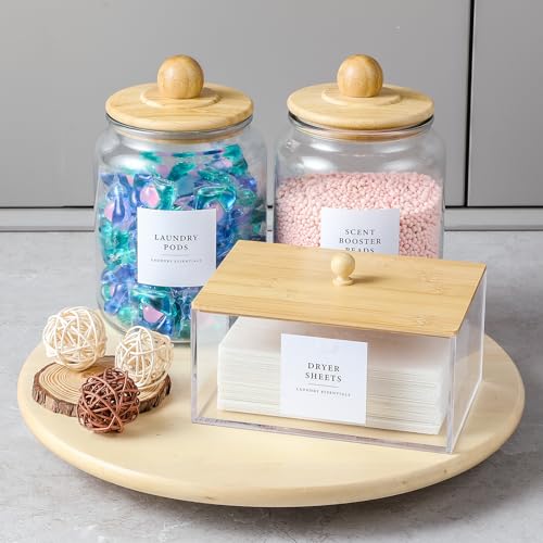 Glass Jars and Dryer Sheet Holder with Bamboo Lids - Image 3