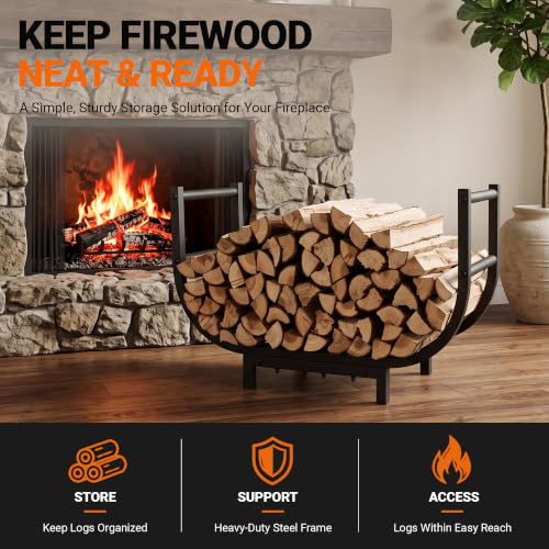 24-Inch Firewood Rack, 500 lb Heavy-Duty Steel Log Holder - Image 8