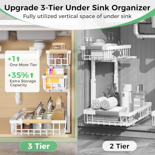 3 Tier Under Sink Organizer: Pull Out Cabinet Storage - Image 4