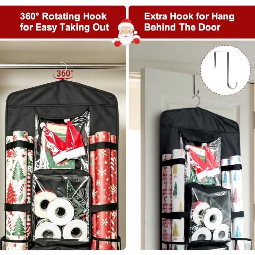 Demao Black Hanging Gift Wrap Storage,Multiple Pockets - Image 5