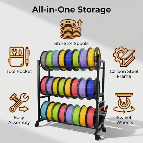 3D Printer Filament Storage Rack with Wheels,3 Tier Spool Holder - Image 6