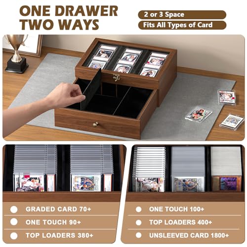 Emfogo Trading Card Storage Box, Wooden Graded Sports Card - Image 5
