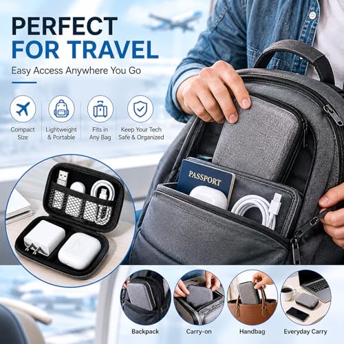 Gray Cable Organizer Bag - Compact Travel Tech Storage - Portable - Image 3