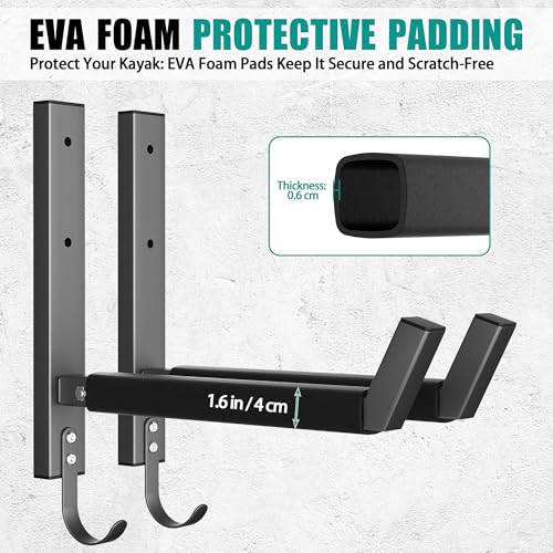 Wall Mounted Kayak Storage Rack, Kayak Holder with Paddle Hooks - Image 5
