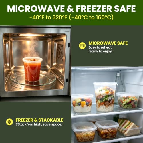 32oz Plastic Deli Containers with Lids 24 Sets Food/Soup Storage - Image 6